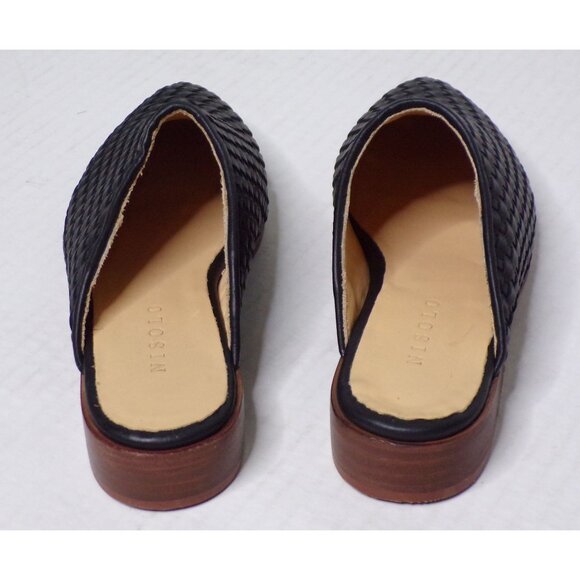 🆕 NISOLO Ama Woven Slip On Mules Flats Shoes Cushioned Black Leather 5 - Picture 9 of 14